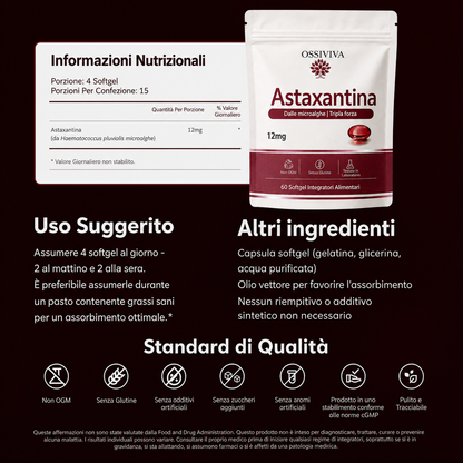 Ossiviva Astaxantina 12mg — Pelle, Energia & Anti-Età