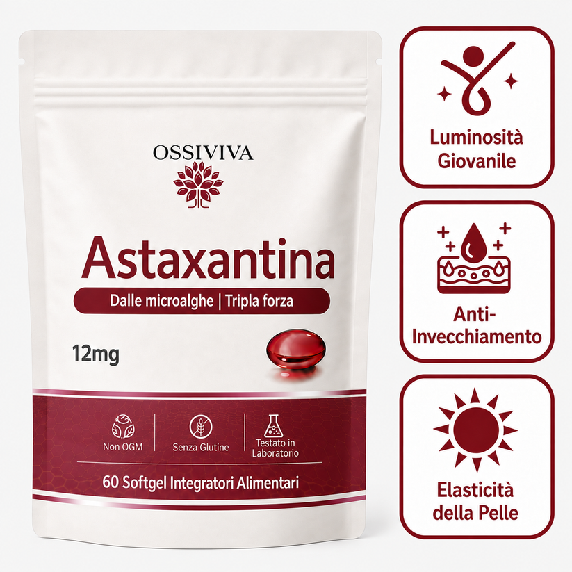 Ossiviva Astaxantina 12mg — Pelle, Energia & Anti-Età